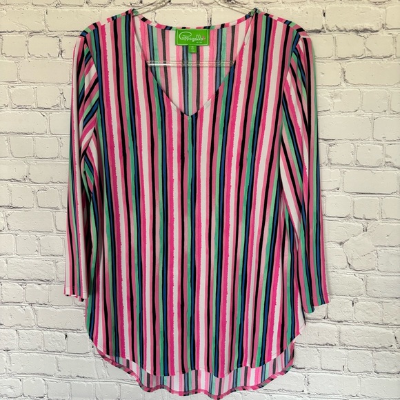 Pappagallo Striped V-Neck Tunic Top--EUC--Sz M - Picture 7 of 16